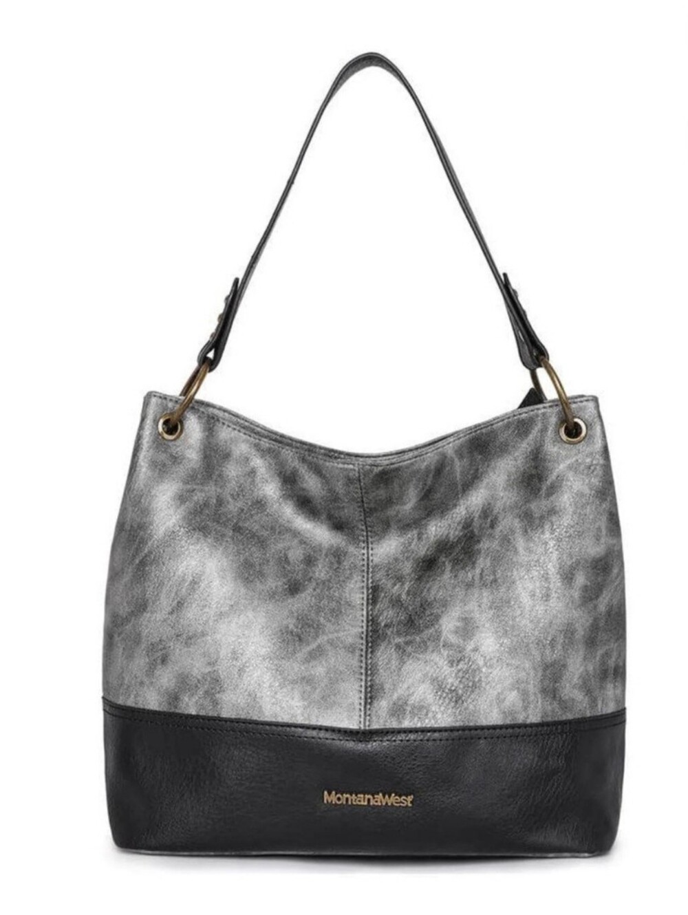 Montana West Pearl Silver and Black Hobo Shoulder Bag